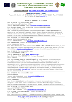 Annunci Lavoro Settore Alberghiero del 28 Ottobre