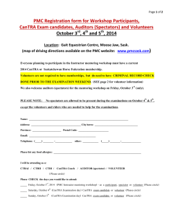 PMC Registration form for Workshop Participants, CanTRA Exam