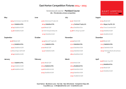 East Horton Competition Fixtures 2014 &ndash; 2015