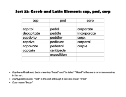 Sort 33: Greek and Latin Elements cap, ped, corp