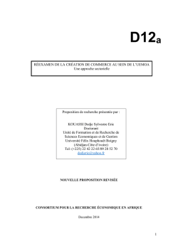 1 Proposition de recherche pr&eacute;sent&eacute;e par : KOUASSI Dedje