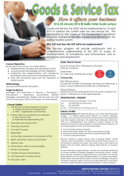 Goods and Service Tax (GST) will be implemented