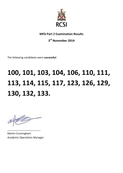 MFD Part 2 Examination Results 3 November 2014
