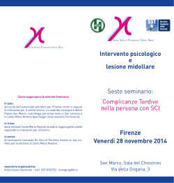 Complicanze Tardive nella persona con SCI Firenze Venerdì 28