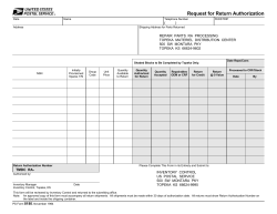 PS Form 8180, Request for Return Authorization
