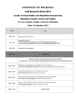 UNIVERSITY OF MAURITIUS UoM Research Week 2014