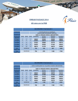 UMRAH PACKAGE 2014 All rates are in PKR