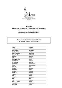 Master Finance, Audit et Contrôle de Gestion