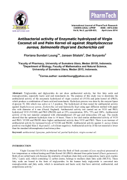 Antibacterial activity of Enzymatic hydrolyzed of Virgin Coconut oil