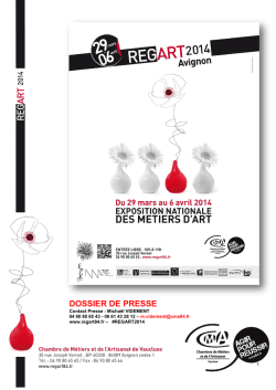 dossier de presse - REGART - Exposition Nationale des M&eacute;tiers d