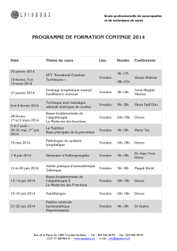 Programme du 1er semestre 2014