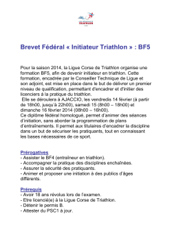 Brevet Fédéral « Initiateur Triathlon » : BF5