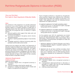 Part-time Postgraduate Diploma in Education (PGDE)