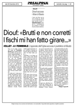 Diouf: &laquo;Brutti e non corretti fischi mi han fatto girare...&raquo;