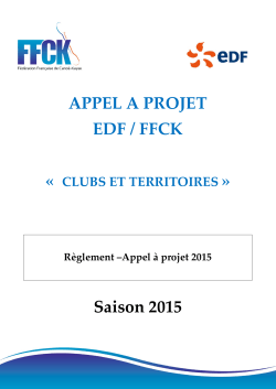 APPEL A PROJET EDF / FFCK Saison 2015