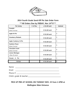 Pie Sale Order Forms - Belmont Public Schools