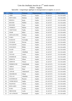 Liste des étudiants inscrits en 1 année master Filière : Anglais