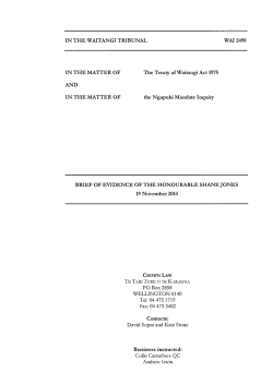 IN THE WAITANGI TRIBUNAL WAI 2490 IN THE