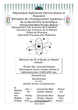 Effet de la Temp&eacute;rature sur les caract&eacute;ristiques