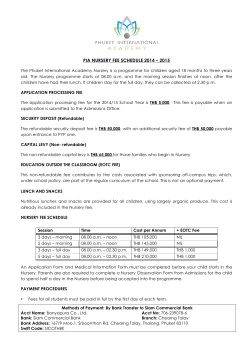 pia nursery fee schedule 2014 – 2015