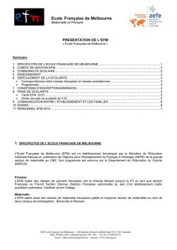 EFM Presentation - Ecole Fran&ccedil;aise de Melbourne
