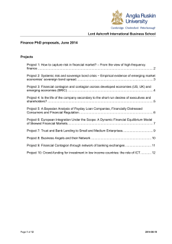 Finance PhD proposals, June 2014