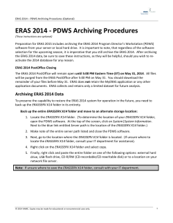 ERAS 2014 - PDWS Archiving Procedures