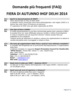 Domande pi&ugrave; frequenti (FAQ) FIERA DI AUTUNNO IHGF DELHI 2014