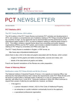 PCT NEWSLETTER No. 07-08/2014 (July-August 2014)
