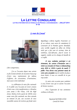 LA LETTRE CONSULAIRE - Consulat de France à Johannesburg