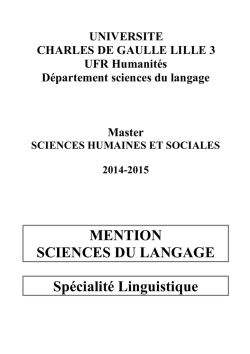 guide des &eacute;tudes de la mention - Savoirs Textes Langage