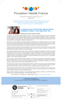 juillet 2014 - Fondation Nestlé France