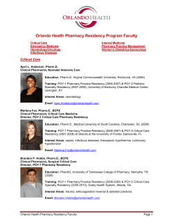 Orlando Health Pharmacy Residency Program Faculty