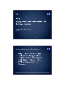 IMTS High power solid state lasers and their