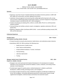 Jon Berdahl, Principal - Arete Quality Consulting, LLC