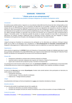 Green Chemistry and eco-entrepreneurship - SWITCH-Med