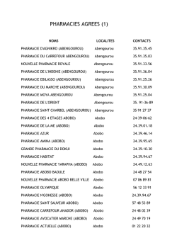 Liste des Pharmacies agr&eacute;es MUGEF-CI