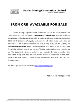 IRON ORE AVAILABLE FOR SALE - Odisha Mining Corporation Ltd.