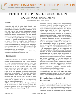 effect of high pulsed electric field in liquid food treatment