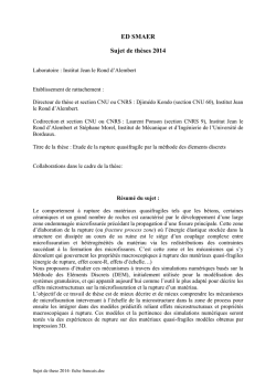 ED SMAER Sujet de th&egrave;ses 2014