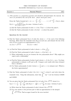 THE UNIVERSITY OF SYDNEY Math1901 Differential Calculus
