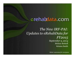 The New IRF-PAI: Updates to eRehabData for