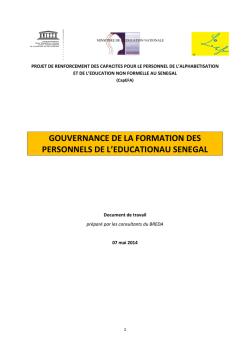 GOUVERNANCE DE LA FORMATION DES