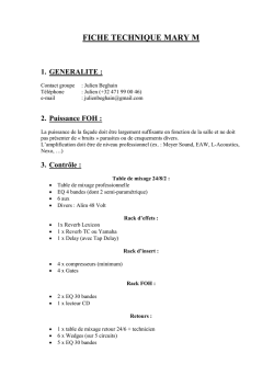 FICHE TECHNIQUE MARY M - Du vent dans les cordes