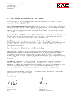 Important Legislative Changes &ndash; RoHS II Compliance