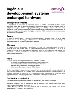 Ing&eacute;nieur d&eacute;veloppement syst&egrave;me embarqu&eacute; hardware