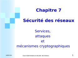 Securité réseaux et cryptographie