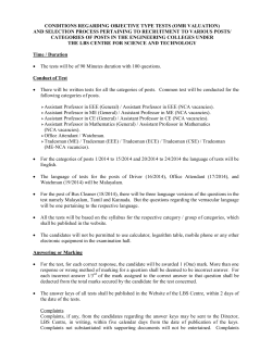 CONDITIONS REGARDING OBJECTIVE TYPE TESTS (OMR