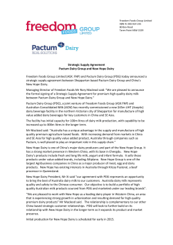 Strategic Supply Agreement Pactum Dairy Group and New Hope