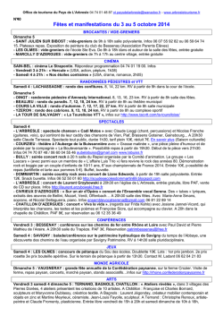 F&ecirc;tes et manifestations du 3 au 5 octobre 2014